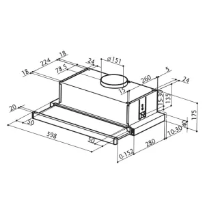 Faber teleskopski aspirator FLEXA GLASS A60 BK