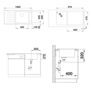 Blanco sudopera ANDANO XL 6S-IF LH 523000