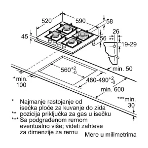 Bosch ugradna plinska ploča PNH6B6K40