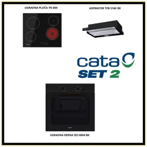 Cata ugradni set 2 crni TN 604 B + SES 6004 BK + TFB 5160 BK